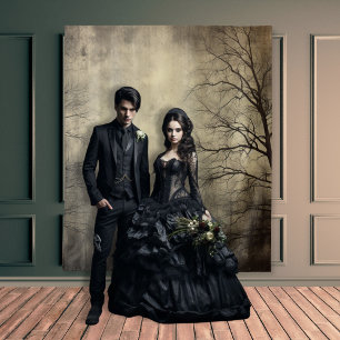 Gothic Moody Scenes Dark Forest Cream & Black Tapestry