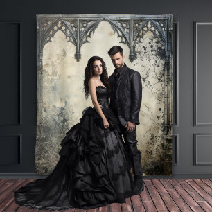 Gothic Moody Scenes Vintage Arches Cream & Black Tapestry