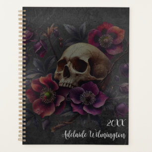 Gothic Moody Skull And Anemones Personalised Planner