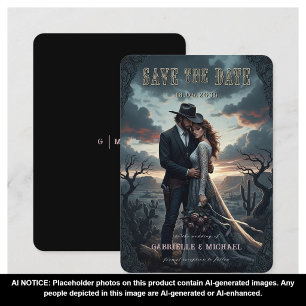 Gothic Moody Western Cowboy Wedding Save The Date