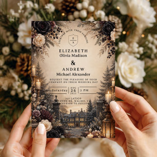 Gothic Moody Winter Wedding Invitation