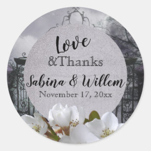 Gothic Moon Floral Love&Thanks Favor Sticker