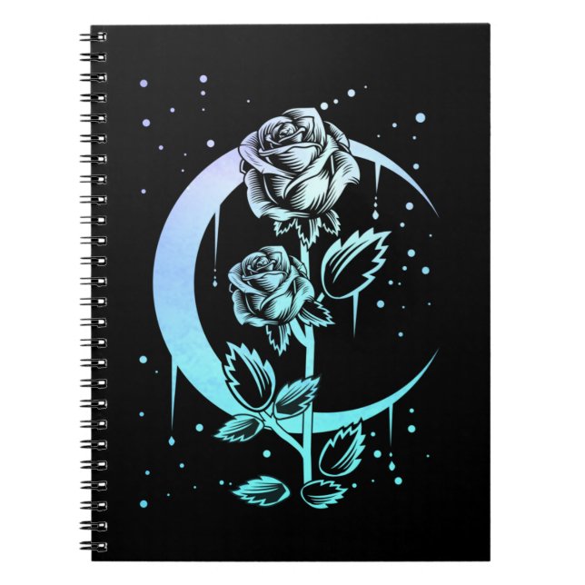 Gothic Moon Flower Crescent Witchy Notebook (Front)