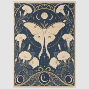 Gothic Moon & Moth Decoupage Tissue Paper