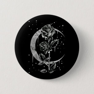 Gothic Moon Rose Crescent Witchy Art 6 Cm Round Badge