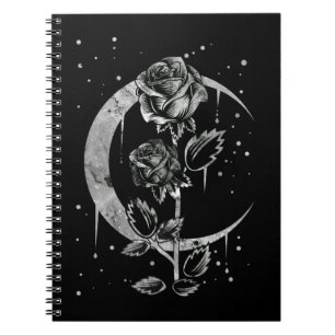 Gothic Moon Rose Crescent Witchy Art Notebook