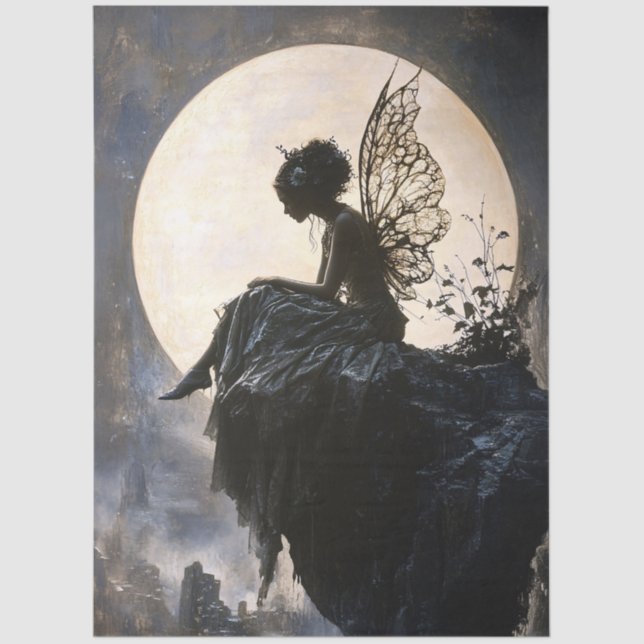Gothic Moonlight Fairy Decoupage Tissue Paper (Front)