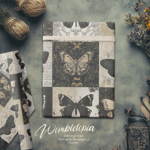 Gothic Moth Collage Vintage Halloween Wrapping Paper