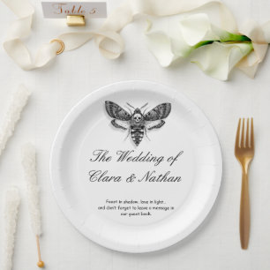 Gothic Moth Skull Wedding – Dark Elegant  Paper Plate