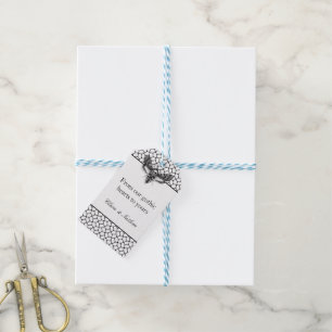 Gothic Moth Skull Wedding Gift Tag – Black & White