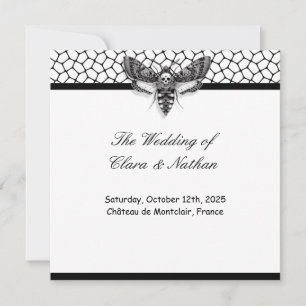 Gothic Moth Skull Wedding Program – Dark Elegant  Invitation