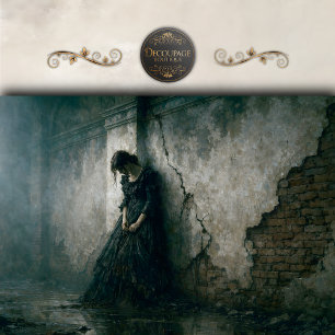 Gothic Mourning Woman Wall Decoupage Tissue Paper