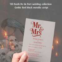 gothic Mr & Mrs  – Red Metallic Script 