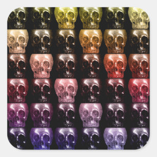Gothic Multicolor Skulls Collage Halloween Decor Square Sticker