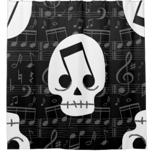 gothic music note eyes skull macabre  shower curtain