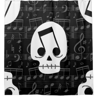 gothic music note eyes skull macabre  shower curtain