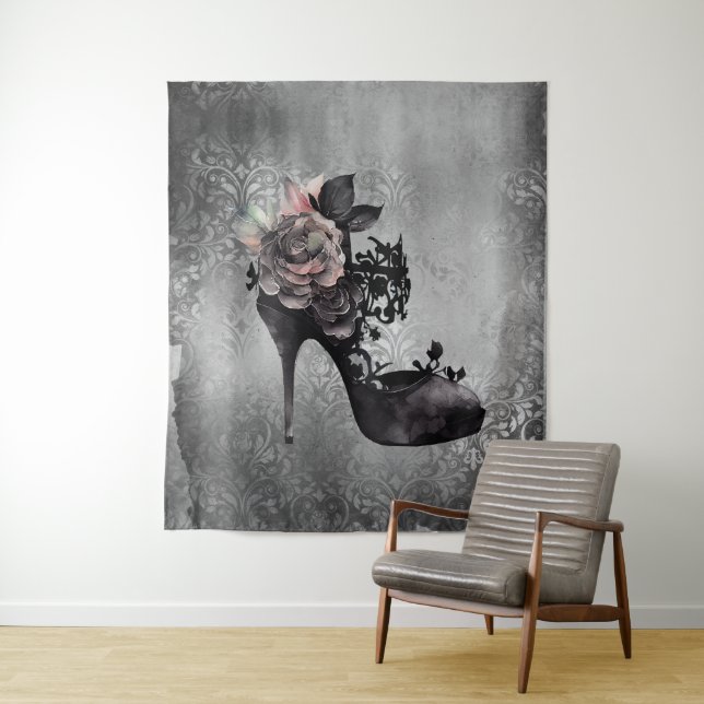 Gothic Muted Pastel Rose Fashion Stiletto Tapestry (In Situ)
