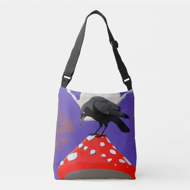 Gothic Mystical Raven Crossbody Bag (Front)