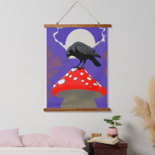 Gothic Mystical Raven Hanging Tapestry