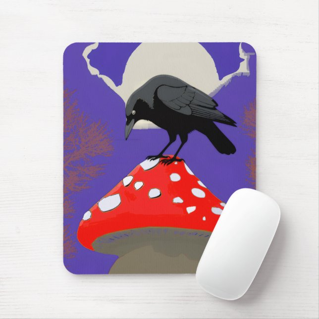 Gothic Mystical Raven Mouse Mat (With Mouse)