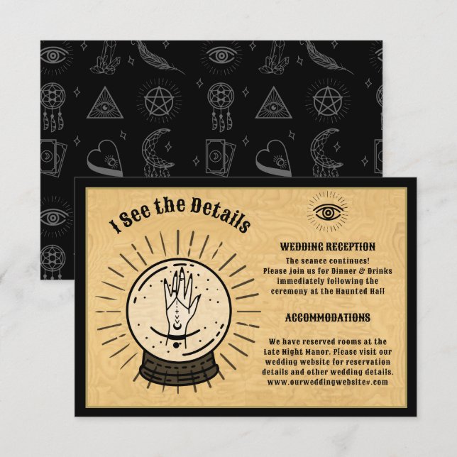 Gothic Mystical Spirit Board Crystal Ball Details Invitation (Front/Back)