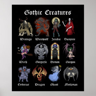 Gothic Mythical Creatures Poster