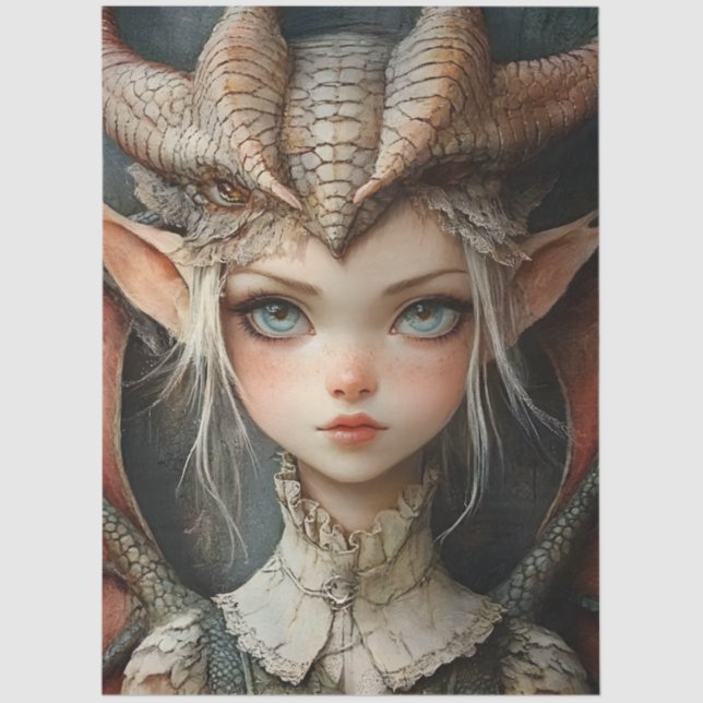 Gothic Mythological Nymph Fantasy Dragon Tissue Paper (Front)