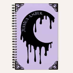 Gothic Name Purple Black Dripping Moon Silhouette Notebook