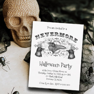 Gothic Nevermore Raven Halloween Party Invitation