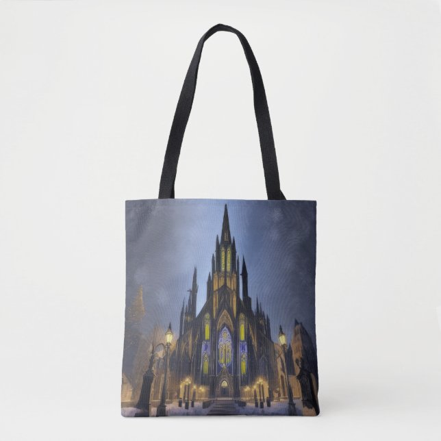 Gothic Night Cathedral Tote Bag (Front)