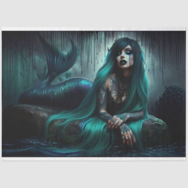 Gothic Night Mermaid Tissue Paper (Front)