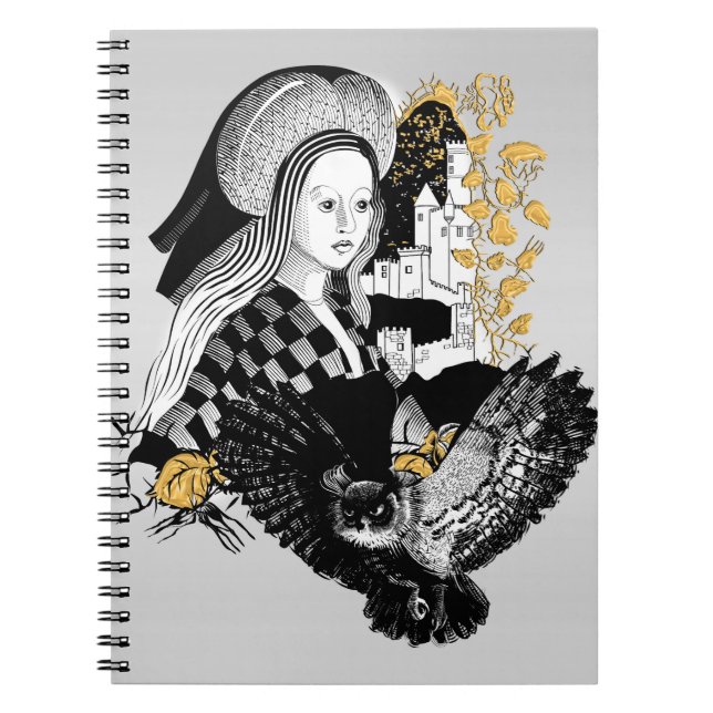 Gothic Night Owl and woman Notebook (Front)