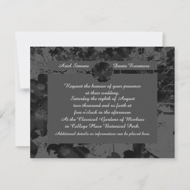 Gothic Nightfall Floral Wedding Handfasting Suite Invitation (Front)