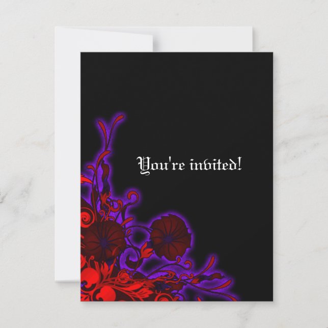Gothic Nightshade Modern Floral Wedding Invitation (Front)