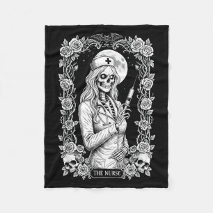 Gothic Nurse Skeleton Dark Medical Halloween Fleece Blanket
