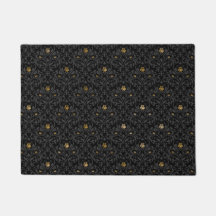 Gothic Nursery Black Rose Damask Rug Mat