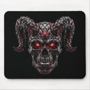 Gothic Obsidian Demon Skull Glowing Red Lava Mouse Mat