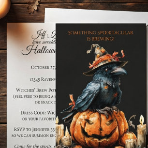 Gothic Obsidian Halloween Raven Invitation