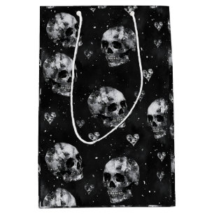 Gothic Occult Skulls with Hearts Medium Gift Bag