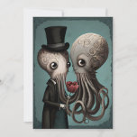 Gothic Octopus Couple Holiday Card<br><div class="desc">Get ready to embrace the dark and romantic side of love with our stunning Gothic Valentine's Day design. This one-of-a-kind piece features two mesmerising gothic octopuses, their tentacles intertwined in a passionate embrace, symbolising the unbreakable bond of love. The creatures hold a single rose, adding a touch of delicate beauty...</div>