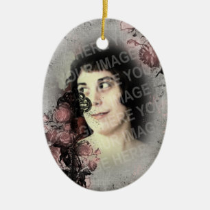 Gothic Old Key And Roses Ceramic Tree Decoration