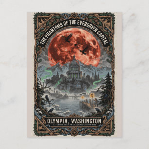 Gothic Olympia, WA Art Vintage Horror Travel Postcard
