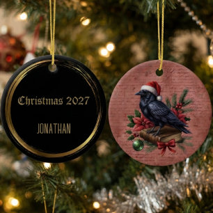 Gothic Onyx Baroque Raven Ceramic Tree Decoration
