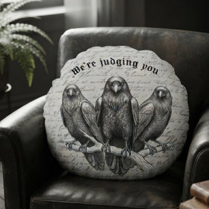Gothic Onyx Raven Haunting Decor Round Cushion