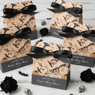 Gothic Orange Baby Carriage Baby Shower Thank You Favour Box