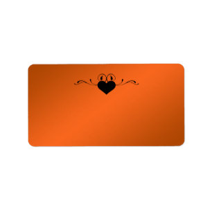 Gothic Orange, Black Heart Address Label - Blank