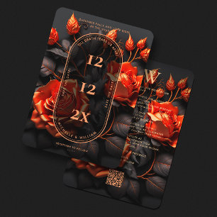 Gothic Orange Floral Boho Dark Weddings Save The Date