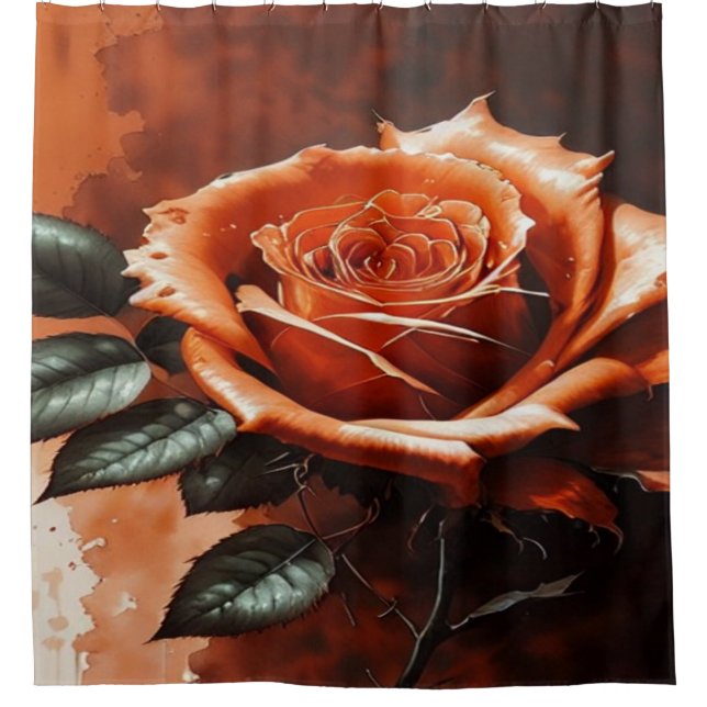 Gothic Orange Rose Shower Curtain (Front)