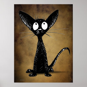 Gothic Oriental Black Cat Poster