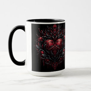 Gothic Ornate Red and Black Heart Mug